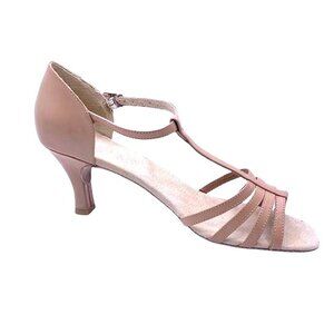DiMichi Kiki Tan T-Strap Salsa Ballroom Dance Leather 10 Shoes 2.5" Heel Cha Cha